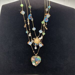 Betsey Johnson Woven Heart Layered Necklace NEW W/Gift Box